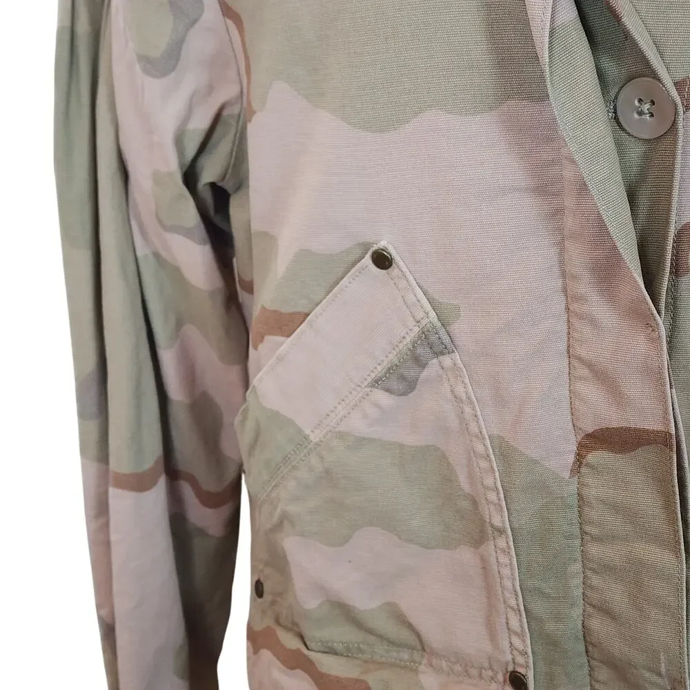 Anthropologie Lida Pink Camo Utility Jacket Distressed Sz Med Military Chic